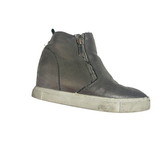 Steve Madden Wedgie Side Zipper Soft Suede leather Sneaker Gray girls boots 3 - Picture 2 of 6